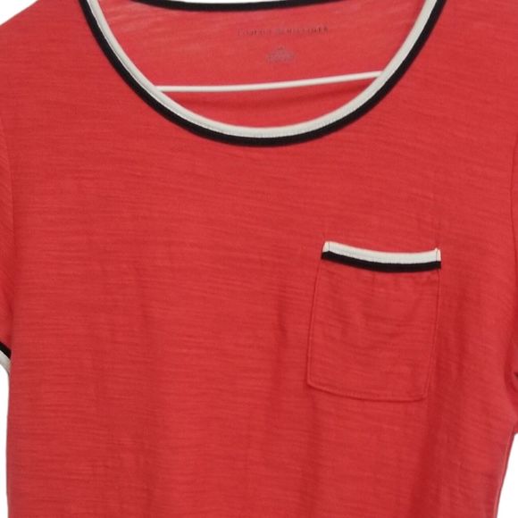 Tommy Hilfiger Women Size Small Short Sleeve Red White Blue Top - Fourth of July - Picture 2 of 9